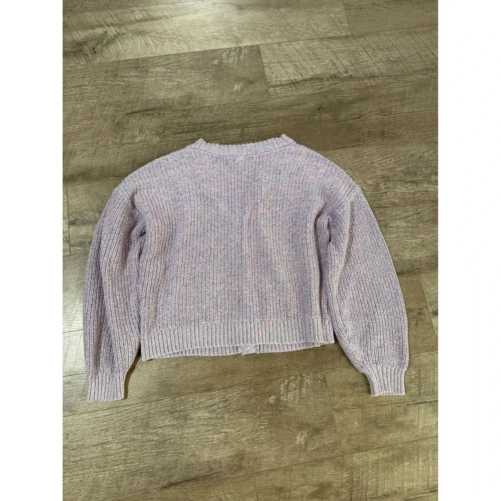 Old Navy Girls XL 12 Purple Space Dye Marled Knit Button Front Cardigan Sweater